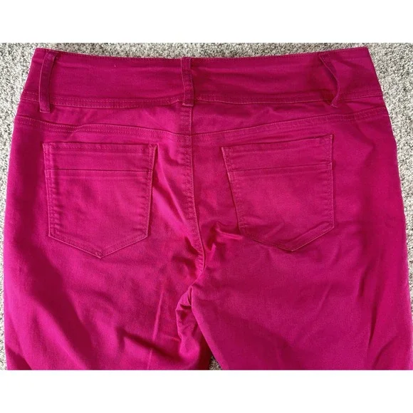 D. Jean Womens Pink Crop Jeans High Waist 3 Buttons Pants *MINT* Size 12 - Picture 7 of 7